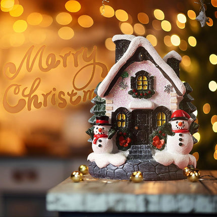 Christmas Cabin Incense Holder – Snow House with Tree & Snowman Holiday Decor