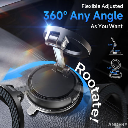 Car Phone Holder for MagSafe – 78+LBS Suction, 2400gf Magnetic, 360° Adjustable