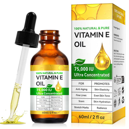Vitamin E Oil 75,000 IU – Pure, Easy-to-Absorb Oil for Skin, Scars & Radiant Skin