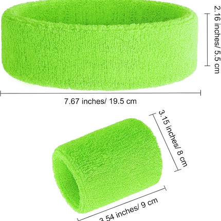 6-Piece Sweatband Set – 2 Headbands & 4 Wristbands, Neon Colors, Unisex