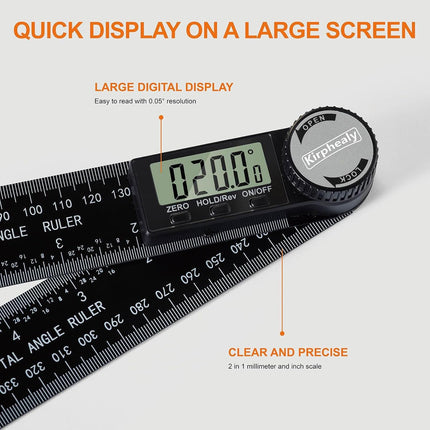 Digital Angle Finder Protractor 7 Inch 200mm Adjustable Angle Ruler Measuring Tool