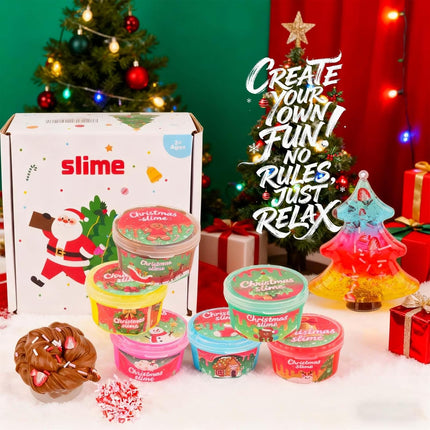 Christmas Tree 6-Pack Mini Crystal Slime Set | DIY Spells Gift for Kids & Teens
