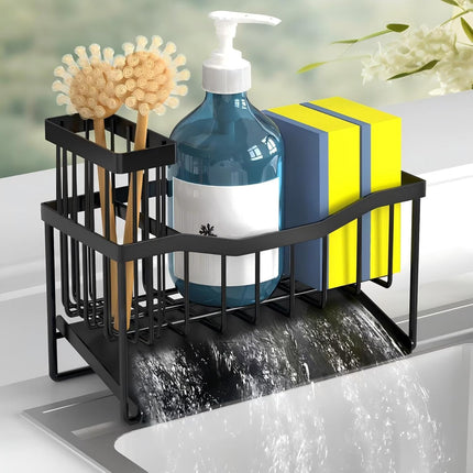 Maifan Kitchen Sink Caddy – Sponge & Brush Holder with Stainless Steel Tray