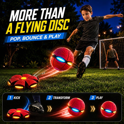 2 Pack LED Magic Bouncing Ball and Transforming Flying Disc Toss Catch Outdoor Game