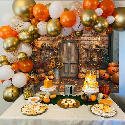Mocsicka 7x5ft Fall Backdrop – Pumpkin, Maple Leaves & Harvest for Thanksgiving Decor