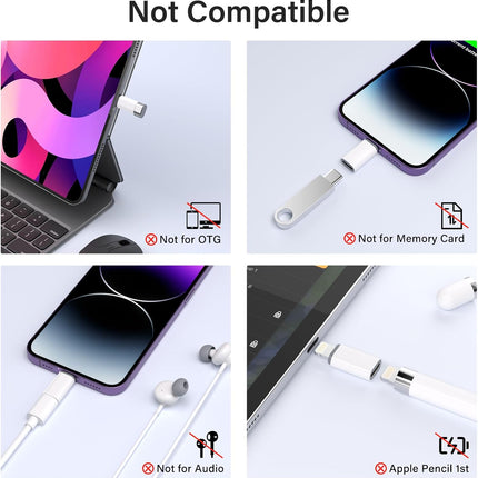 4 Pack USB C to Lightning Adapter MFi Certified Fast Charging for iPhone