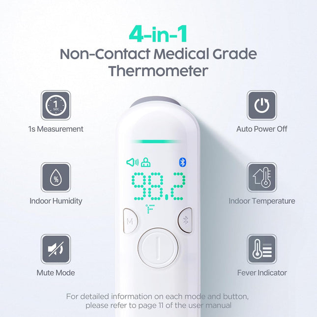 3-in-1 No-Touch Forehead Thermometer – Body, Room Temp & Humidity Check for All Ages