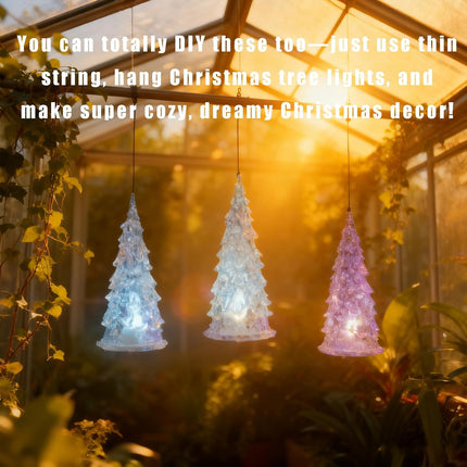 3 Pack Acrylic Christmas Tree Lamps – 7-Color Mini Light Up Table Decor