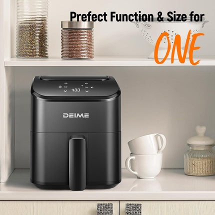 3 Qt Digital Air Fryer Compact Mini Airfryer with Touchscreen, Nonstick Basket, Black