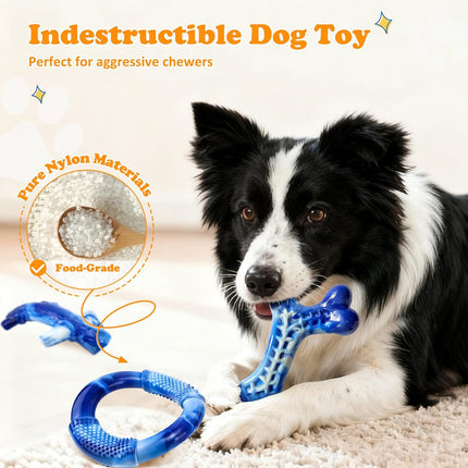 3-Pack Indestructible Dog Toys – Tough Chew Toys for Large Dogs, Bacon Flavor