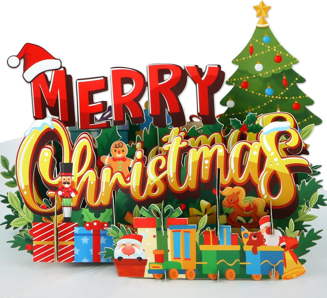 3D Pop-Up Christmas Card – Handmade 6"x8" Tree & Gifts with Envelope for Holidays
