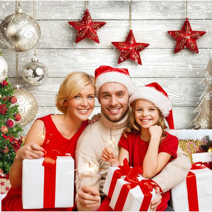 Christmas Backdrop 7x5FT – White Wood Floor with Snowflakes & Xmas Decor