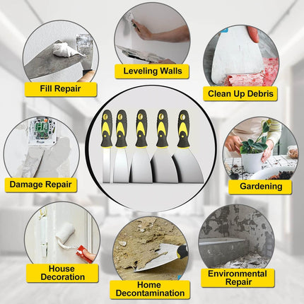 5-Pcs Putty Knife Set – 1"-5" Scrapers for Drywall, Wallpaper & Plaster