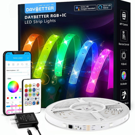 Smart RGBIC LED Lights 100 Feet with Alexa Google Assistant Voice Control
