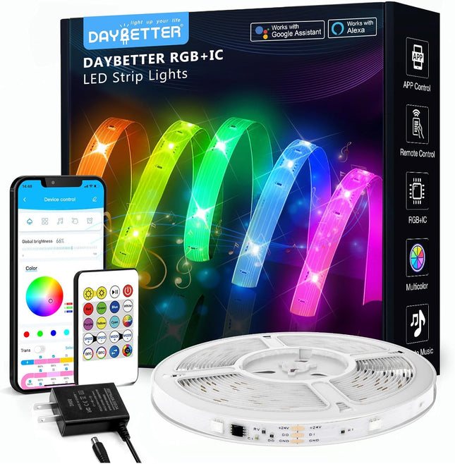 Smart RGBIC LED Lights 100 Feet with Alexa Google Assistant Voice Control