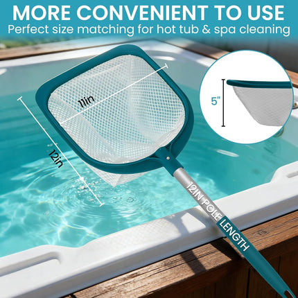 Hot Tub Spa Leaf Skimmer Net, Ultra Fine Mesh with Aluminum Pole, Pool Debris Net