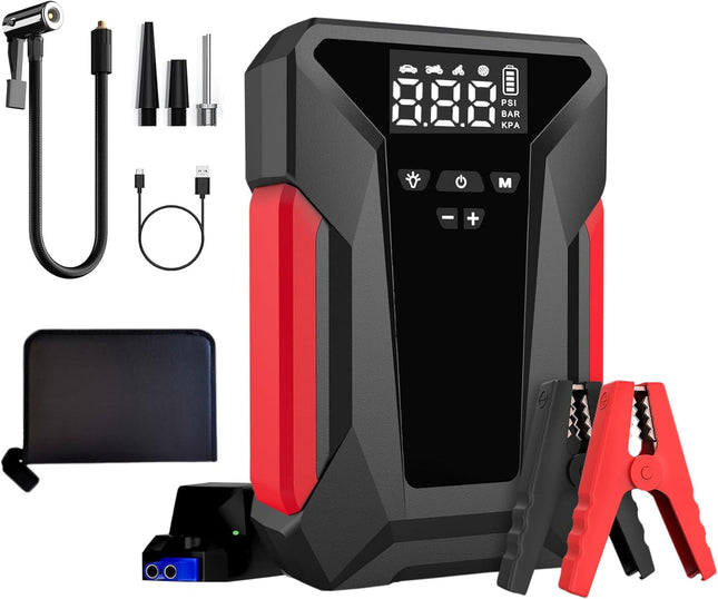 Car Jump Starter with Air Compressor – 4000A, 150PSI Tire Inflator, Portable