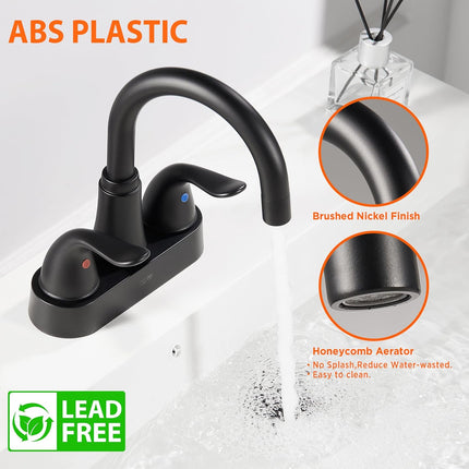 Matte Black Bathroom Faucet – 2-Handle Centerset with Pop-Up Drain