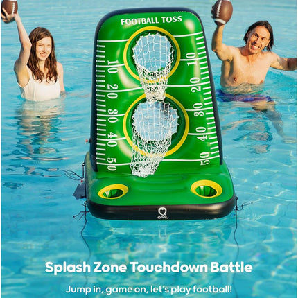Inflatable Pool Football Toss Game with 4 Balls 2 Pumps Summer Family Fun