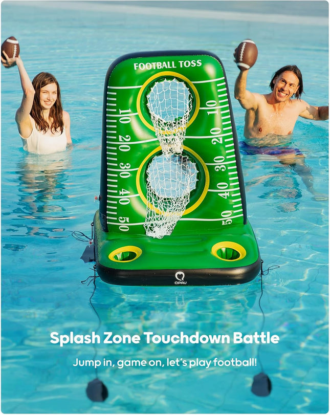 Inflatable Pool Football Toss Game with 4 Balls 2 Pumps Summer Family Fun