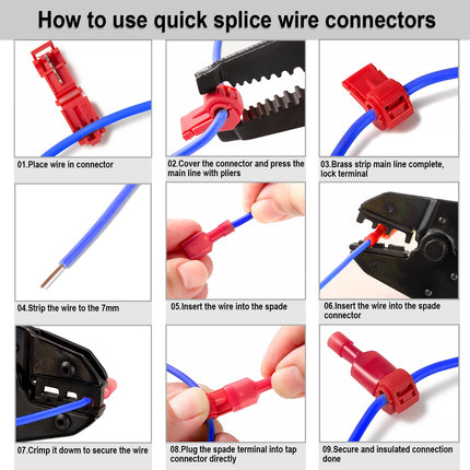 108 Pcs T-Tap Wire Connectors Kit – Self-Stripping Terminals for Car Audio, 22-10 AWG