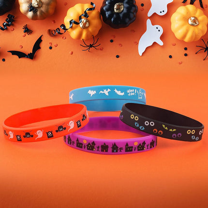 30-Piece Halloween Rubber Bracelets for Kids, Silicone Wristbands Party Favors