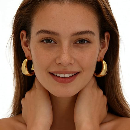 18 Pairs Gold Hoop Earrings Set Women Hypoallergenic Pearl Chunky