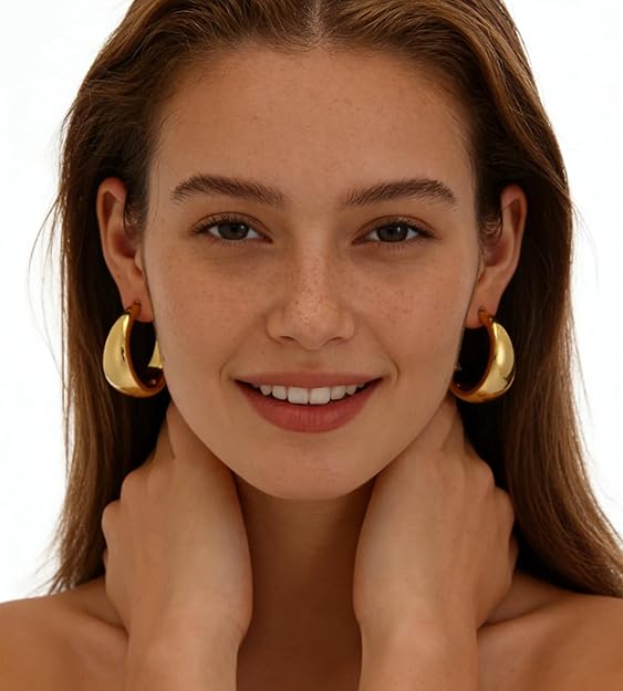 18 Pairs Gold Hoop Earrings Set Women Hypoallergenic Pearl Chunky