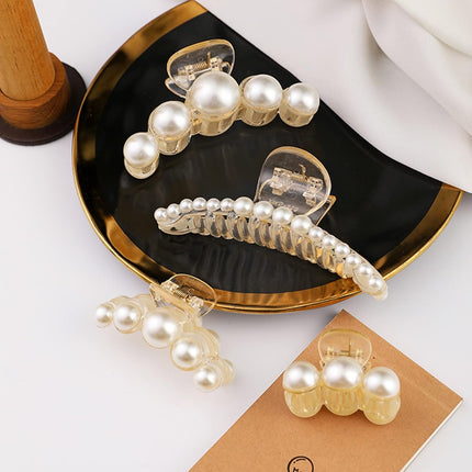 4PCS Large Pearl Hair Claw Clips for Women Girls Thick Hair Styling