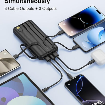 10000mAh USB C Portable Charger Battery Pack with LED Display and Cables