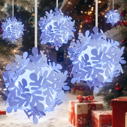 2-Pack Solar Garden Lights White Floating Snowflake Lights for Christmas Outdoor Decor