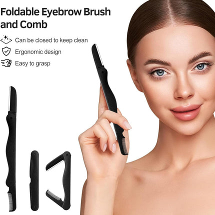 10PCS Eyelash Curlers Set with Lash Comb Eyebrow Razor & Makeup Brushes