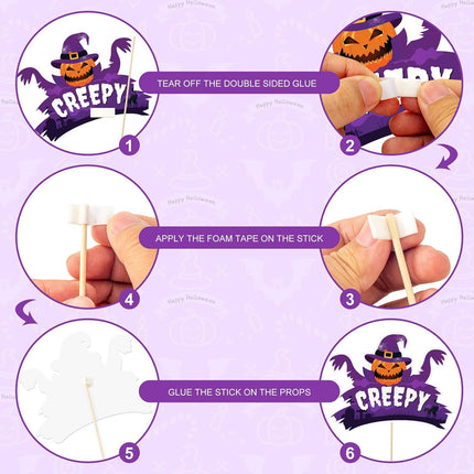 38-Piece Halloween Photo Booth Props, Trick or Treat Pumpkin Bat Witch Party Set