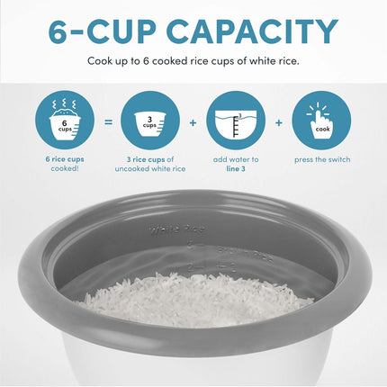 Aroma 3-Cup Rice Cooker 1.5 Qt Mini Rice Maker with Ceramic Nonstick Pot ARC-363NG