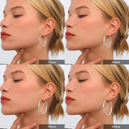 S925 Sterling Silver Hoop Earrings – Large, Hypoallergenic, Women’s Jewelry