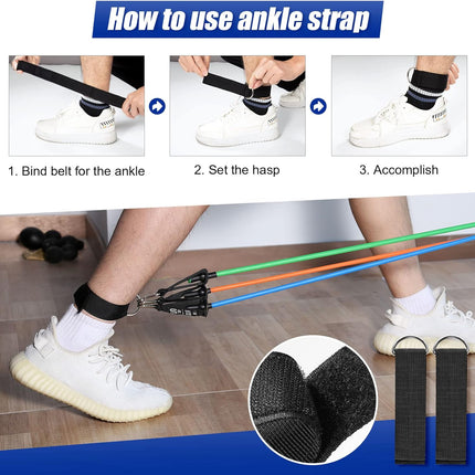 Resistance Bands Set with Handles, Door Anchor, and Ankle Straps for Home Fitness