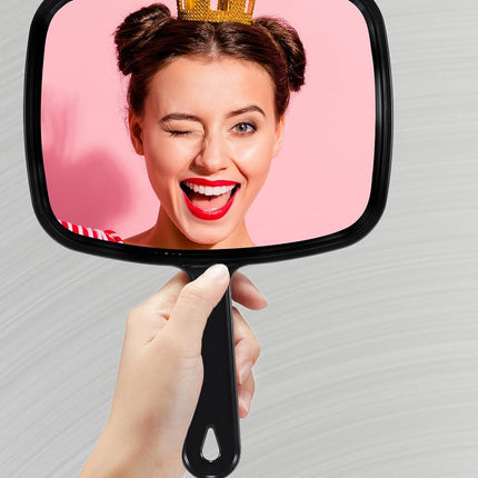 10.3"x7.4" Black Hand Mirror – Portable Handheld Mirror with Handle