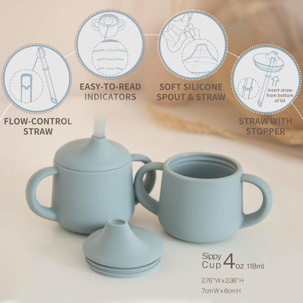 Silicone Baby Sippy Cup – 3-Stage Training Straw Cup for Infants & Toddlers