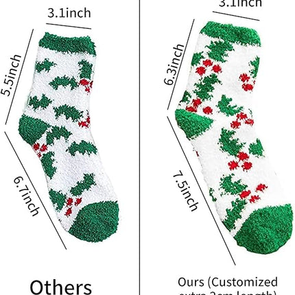6-Pair Set of Adult Christmas Socks – Cozy, Fuzzy, Plus-Size Holiday Warmth