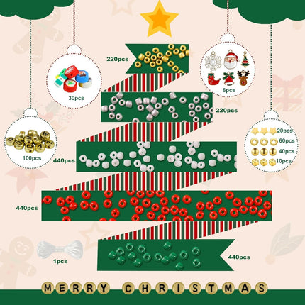 Christmas Friendship Bracelet Kit – 2100PCS Beads & Charms for DIY Gifts
