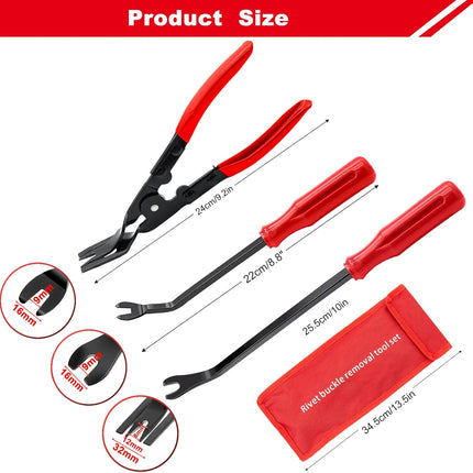 3 Pcs Clip Remover Tool Set – Auto Trim, Fastener & Pry Tool Kit for Car Panel Repair