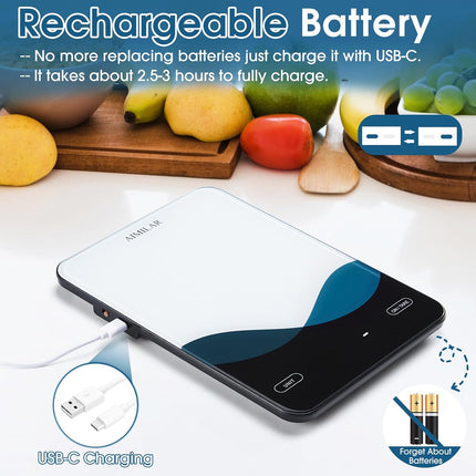 Smart Kitchen Scale 10kg/22lb – Rechargeable, Nutritional Calculator, LED