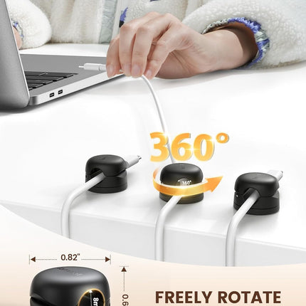 6Pack Lamicall Cable Organizer Clips, Rotatable Adhesive Cord Holder for Desk