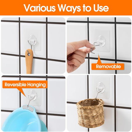 48 Pack Heavy Duty Adhesive Wall Hooks – Max 33lbs, Waterproof & Rustproof