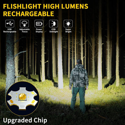 Rechargeable High Lumen Flashlight 7 Mode Super Bright LED Tactical Light