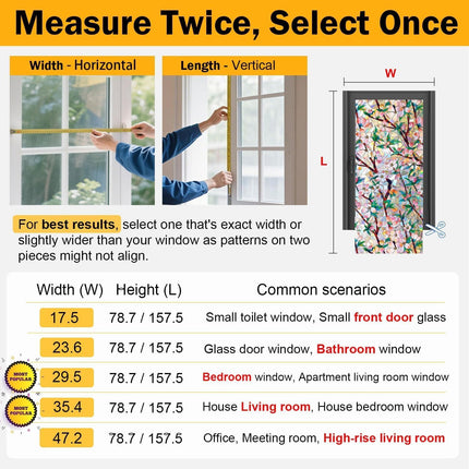 Rainbow Window Privacy Film – 3D Stained Glass Static Cling, 17.5"x78.7"