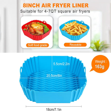 2-Pack 8" Silicone Air Fryer Liners – Reusable Inserts for 4–7 QT Fryers