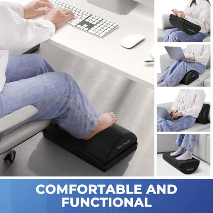 Under Desk Foot Rest with Adjustable Heights Washable Cover for Office