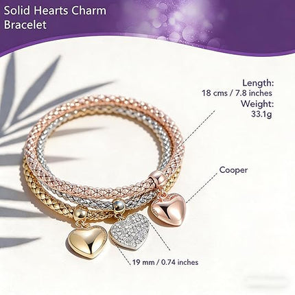 3PCS Crystal Charm Bracelets Tree of Life Heart Stretch Set Women