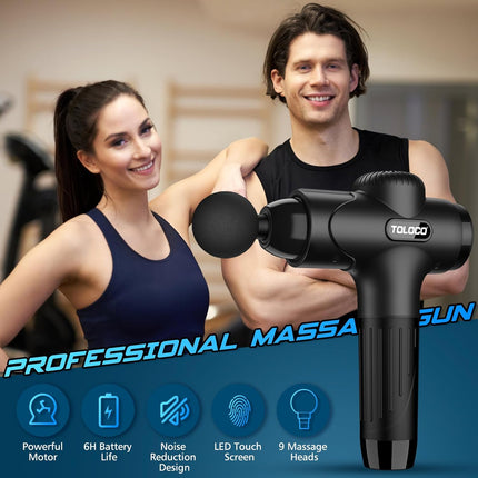 Percussion Massage Gun with 10 Massage Heads for Muscle Recovery & Relaxation